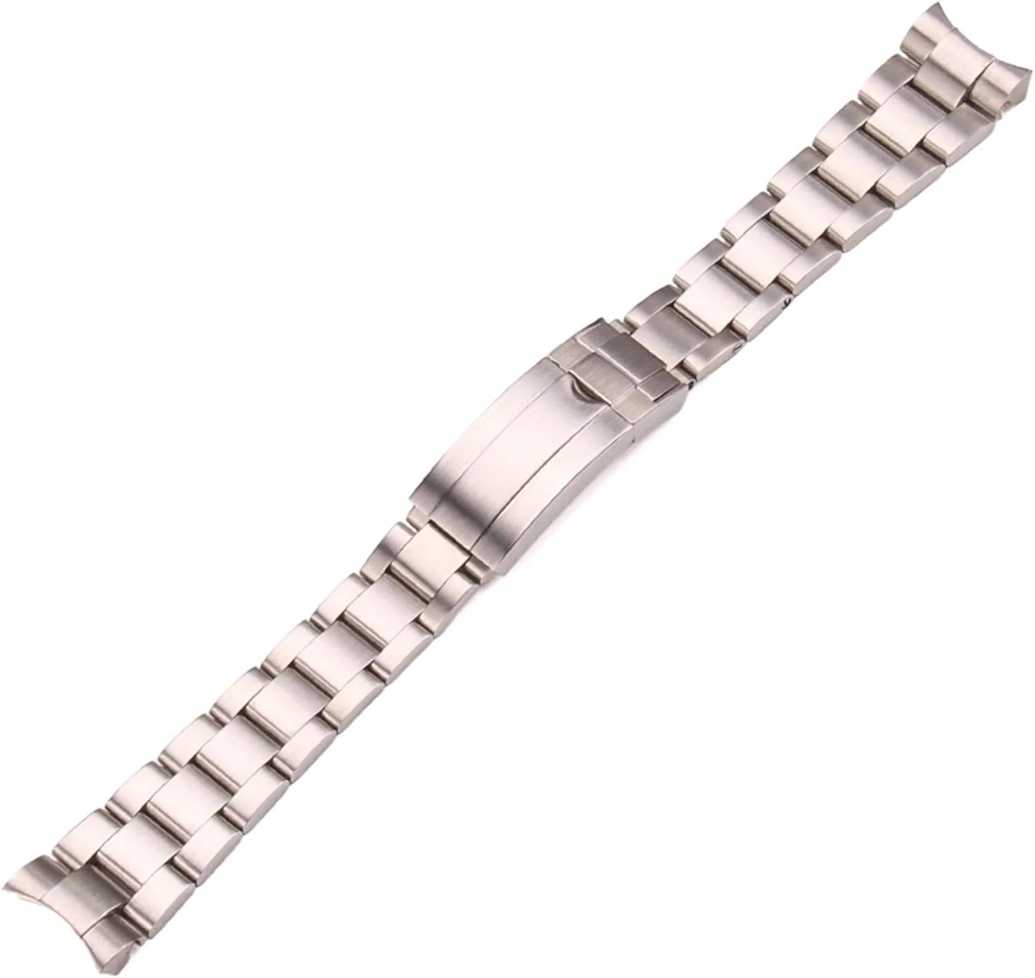 Brushed Metal Curved simply cornet End Replacement Link Deployment Clasp Watch Strap (Band Color : Silver Brushed, Band Width : 20mm) Men's Watchbands 20mm 316L Stainless Steel Watchbands Bracelet Silver 