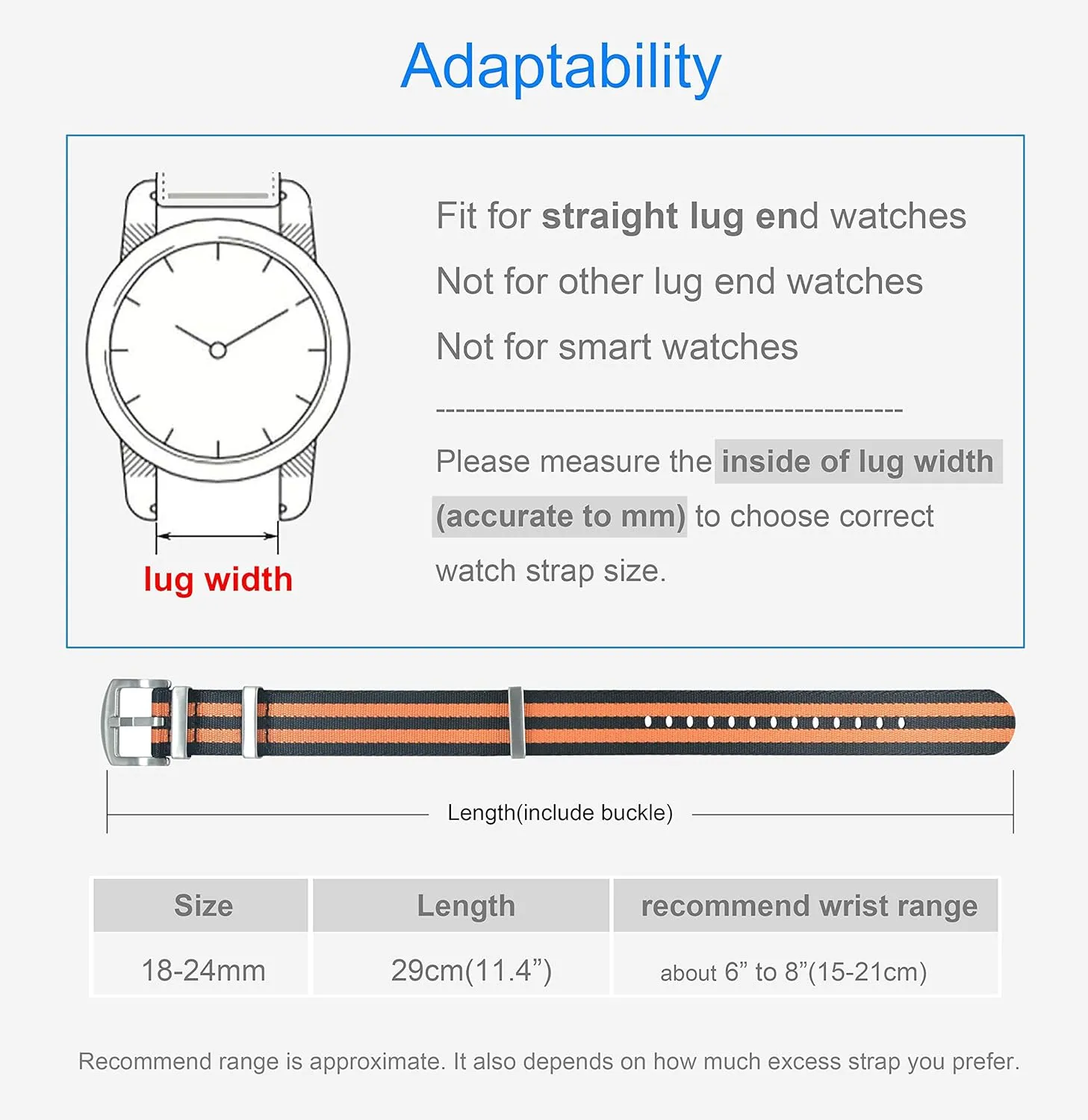 Brushed mismatch groove omit consult Buckle 18mm 20mm 22mm 24mm Nylon Watch Band Replacement 