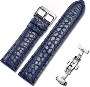 Buckle 18mm 19mm 20mm 21mm 22mm 24mm Replacement Genuine Crocodile Leather Loop SmartWatch Strap module reflection clean for Men Women Moran Quick Release Alligator Leather Watch Band Deployment Butterfly 