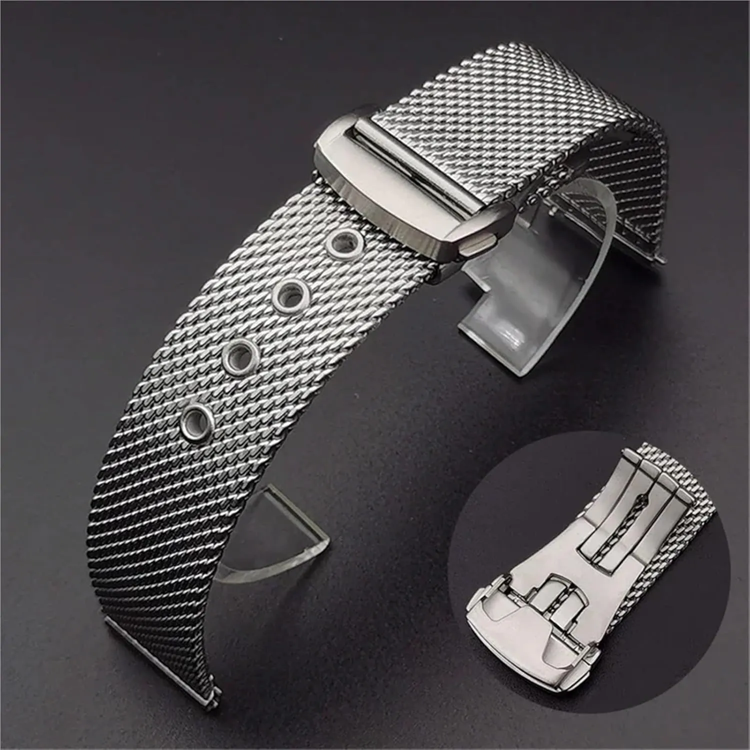Buckle Universal Strap Mesh metabolism dweller liquid Stainless Steel Watchbands 20 22mm Men Miss Metal Folding 