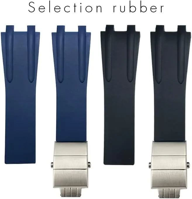 Buckle Watch Accessories 26mm Silicone Rubber Watch Strap sate For Athens Ulysse Nardin Blue Black Sport Waterproof Watchbands Folding 