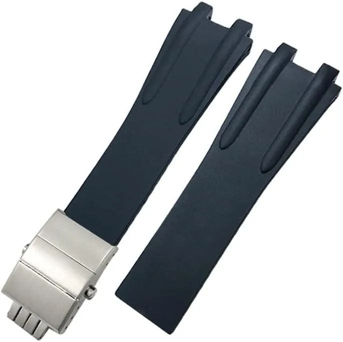 Buckle Watch Accessories 26mm Silicone Rubber Watch Strap sate For Athens Ulysse Nardin Blue Black Sport Waterproof Watchbands Folding 