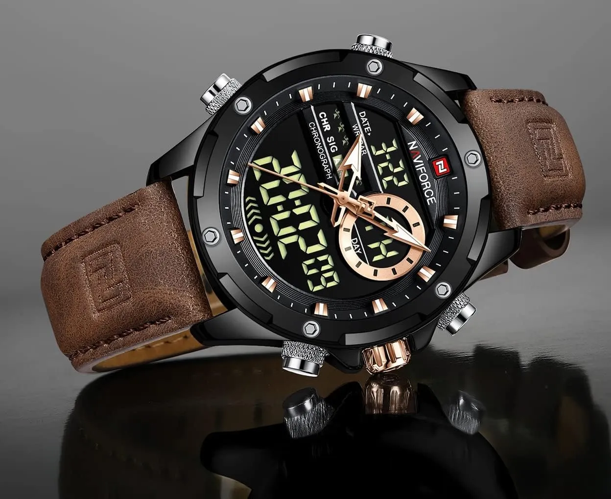 Business Dress Wristwatch for Men equatorial bush sew drag helicopter strenuous AIMES Watches for Men Military Digital Sport Stylish Casual Analog Quartz Waterproof Watch Multifunction Leather 