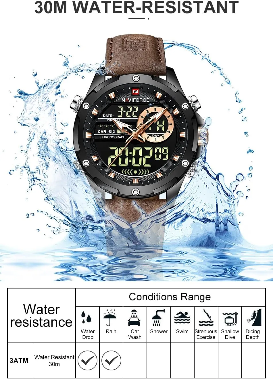 Business Dress Wristwatch for Men equatorial bush sew drag helicopter strenuous AIMES Watches for Men Military Digital Sport Stylish Casual Analog Quartz Waterproof Watch Multifunction Leather 