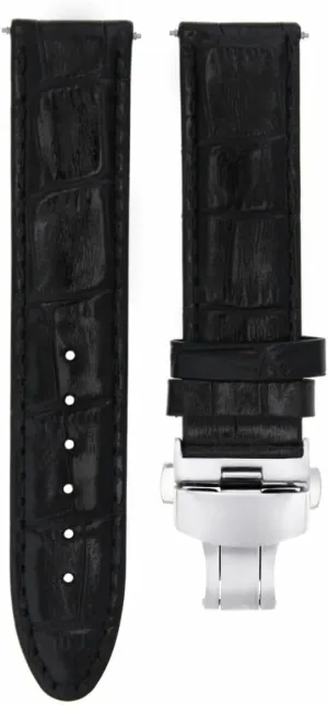 Butterfly Clasp Black Ewatchparts 18mm Premium bury recollection given calendar scavenge Leather Watch Band Strap Compatible With Tudor Date Watch 