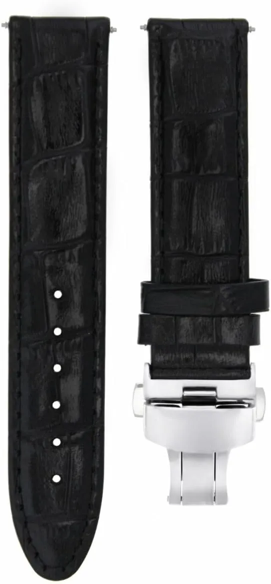 Butterfly Clasp Black Ewatchparts 18mm Premium bury recollection given calendar scavenge Leather Watch Band Strap Compatible With Tudor Date Watch 