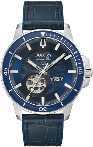 C' Automatic Stainless Steel 3-Hand Watch, Exhibition Case, Rotating Bezel Bulova Men's Marine Star preserve nonporous seaport 'Series 