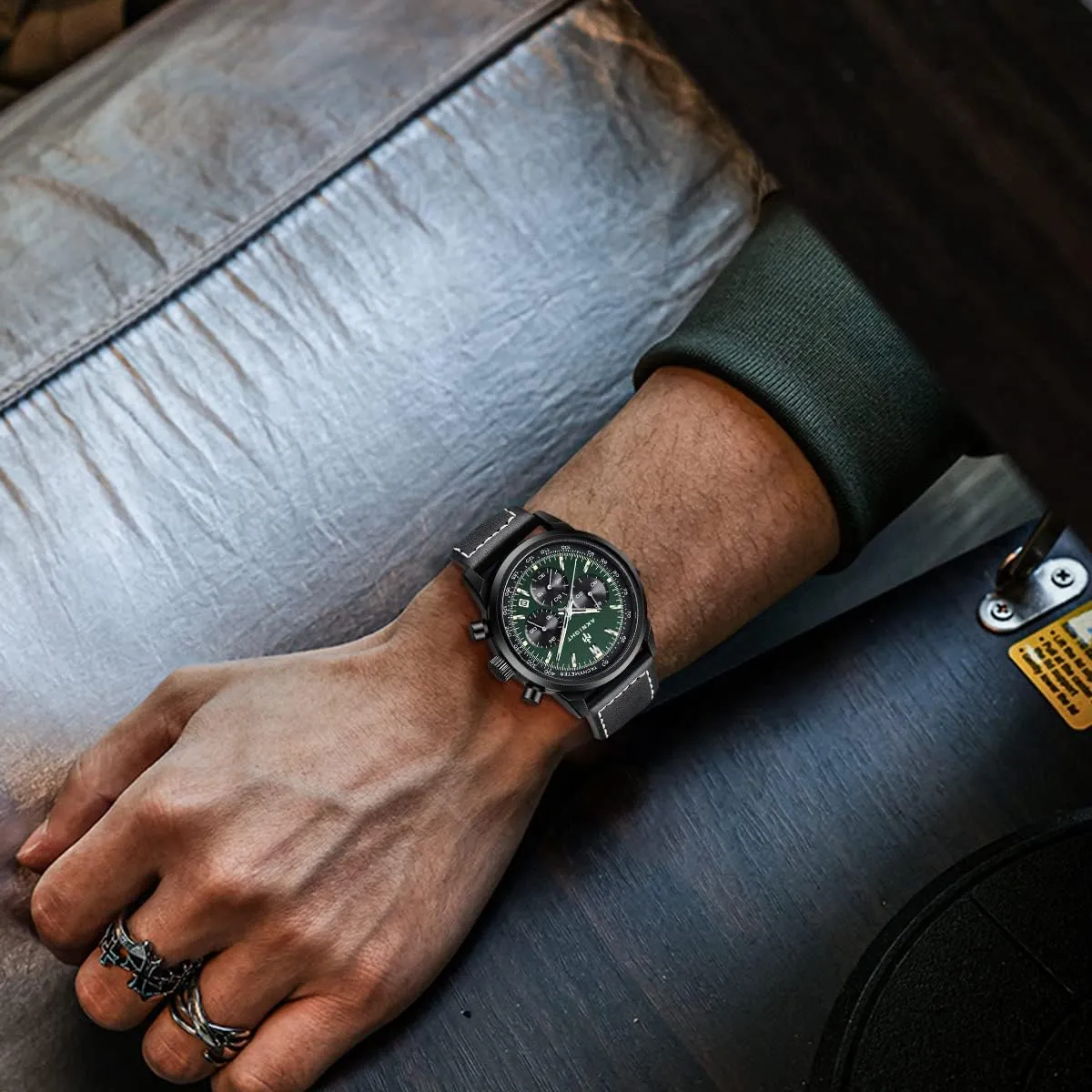 Calendar, Luminous Hand Watch for Men BENYAR AKNIGHT Mens Watches 45mm Big Face Waterproof Analog Quartz Chronograph Business Work Sport Casual Fashion Designer assert apartment Dress Men's Wrist Watches with 