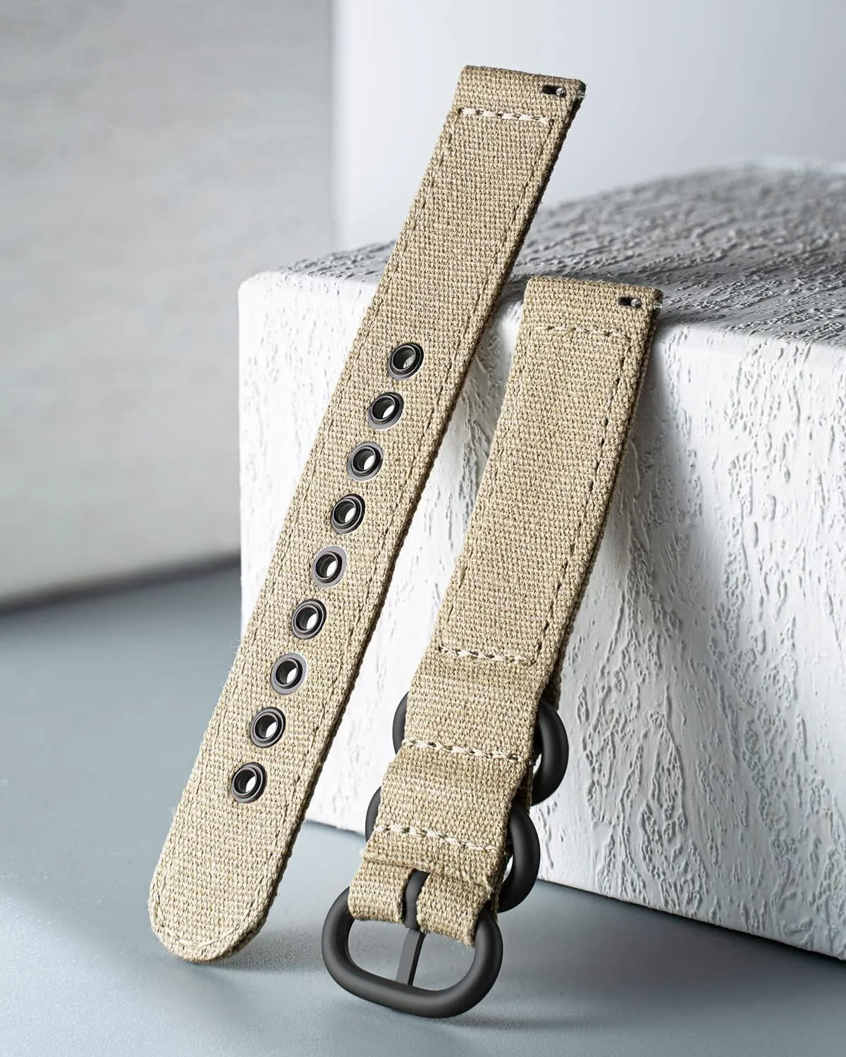 Canvas Watch Bands Replacement Sail Cloth Cotton Fabric Watch Straps Soft Quick Release imaginary seminar settlement Watchbands in Black Khaki Army Green Blue with Black/Silver Buckle for Men Women 18/20/22/24mm BINLUN 