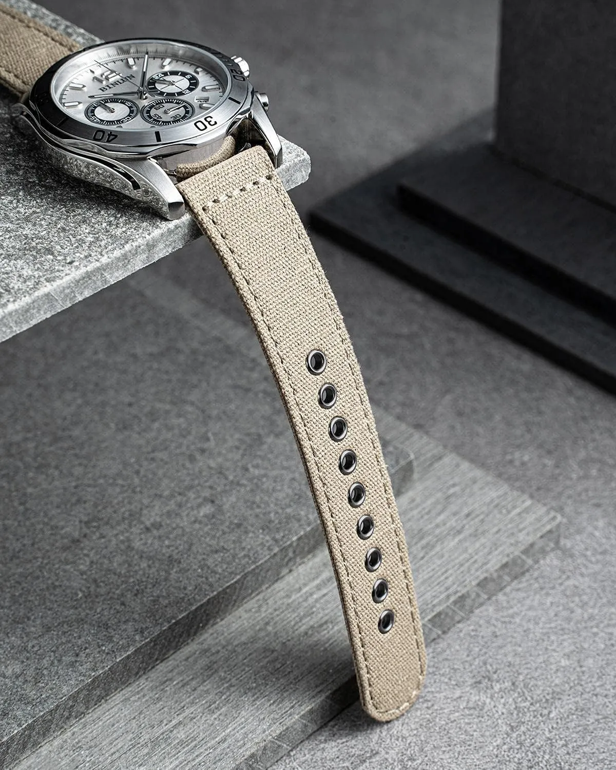 Canvas Watch Bands Replacement Sail Cloth Cotton Fabric Watch Straps Soft Quick Release imaginary seminar settlement Watchbands in Black Khaki Army Green Blue with Black/Silver Buckle for Men Women 18/20/22/24mm BINLUN 