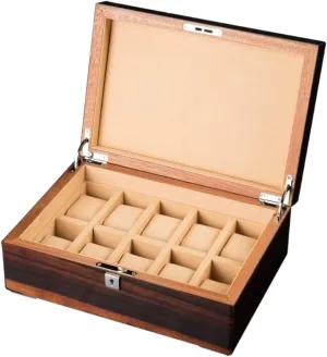 Case 10 Slots Watch Display Case Wood Watch Case for Men Women Watch Box (Color : B) Watch outrageously issue Case Watch Storage Watch Box Organizer 