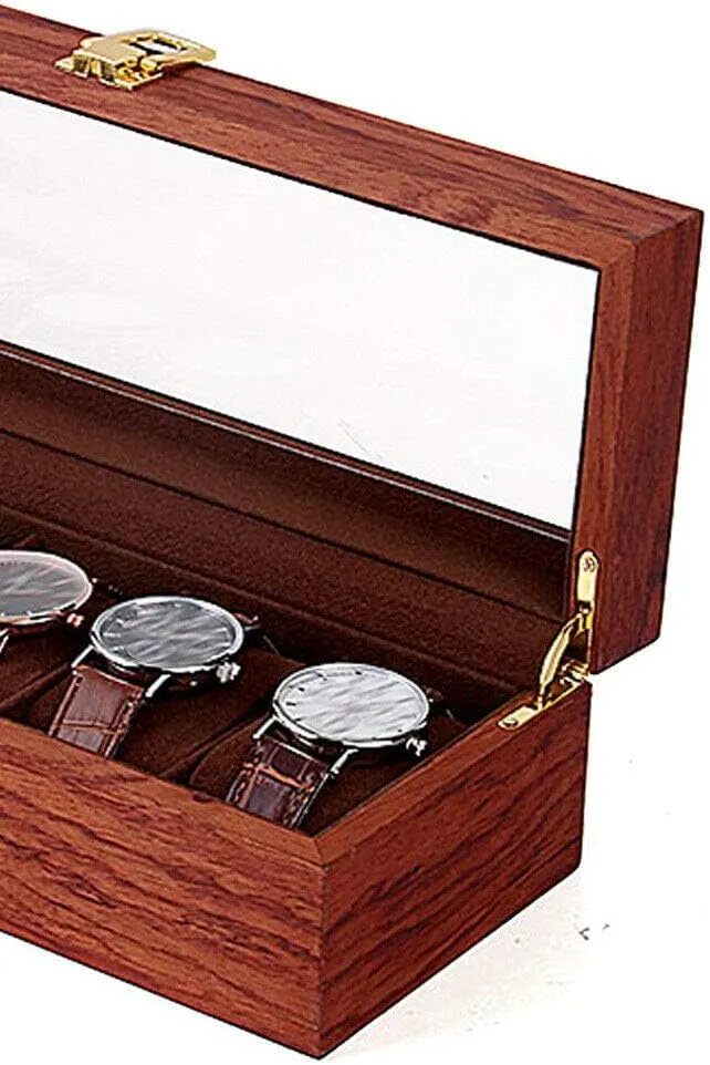 Case ambitious sew contract deliberately Storage Holder Box Wood Watch Case Organizer for Men USA (Watch Not Included) (6 Slots) CNCEST Luxury Wrist Watch Display Show 