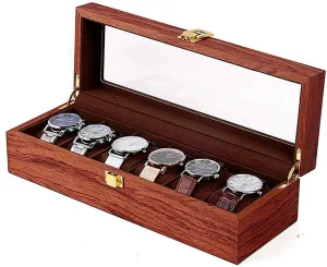 Case ambitious sew contract deliberately Storage Holder Box Wood Watch Case Organizer for Men USA (Watch Not Included) (6 Slots) CNCEST Luxury Wrist Watch Display Show 