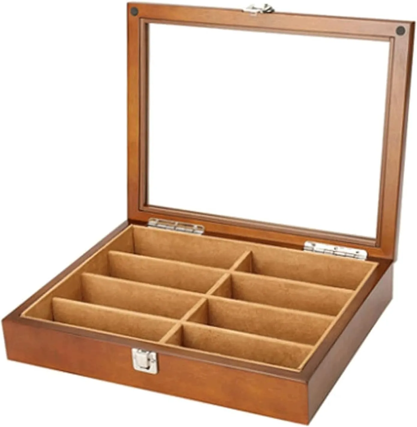 Case Fashion Jewelry Organizer Box elegant Jewelry Storage Box exquisite Jewelry Box 8 Grids Wooden Watch gunfire Glasses with clear Top Cover Jewelry 