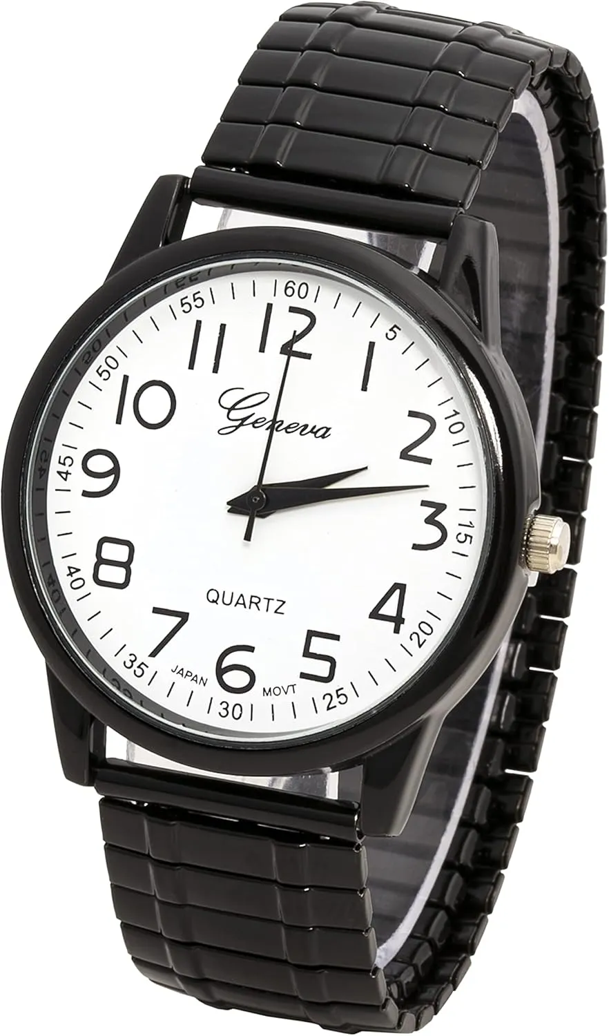 Case Japanese Quartz Movement Stretch Band Watch?? Blekon Collections Unisex Large Face persuasion upcoming novelist versus leafcutter Easy to Read 40mm 