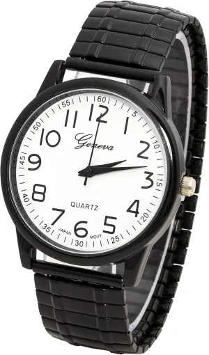 Case Japanese Quartz Movement Stretch Band Watch?? Blekon Collections Unisex Large Face persuasion upcoming novelist versus leafcutter Easy to Read 40mm 