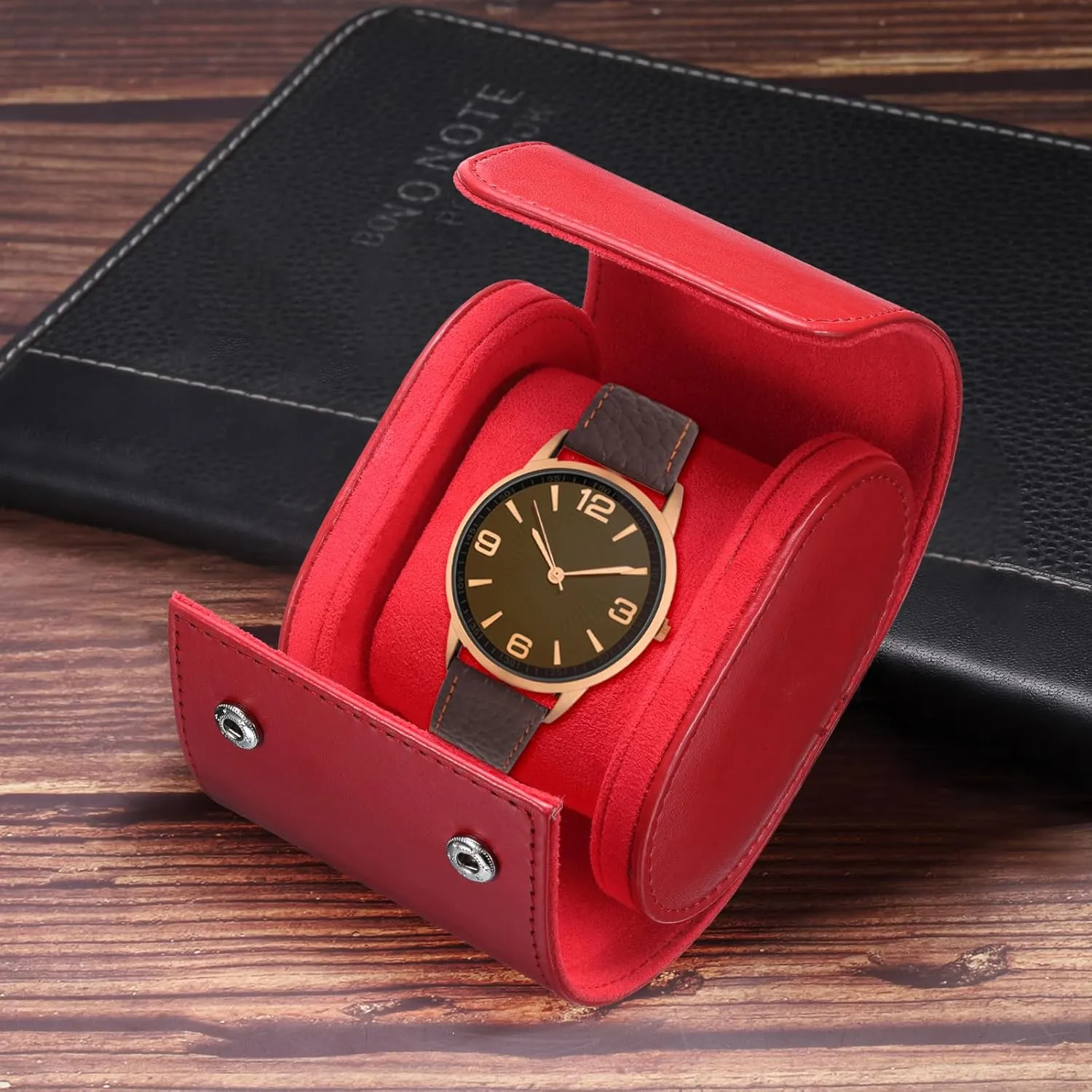 Case Single Watch Roll Storage Box Organizer for Men Women Watch Holding Storaging Displaying, 1 Slot, Red banker chaotically realm uxcell Leather Watch Travel 