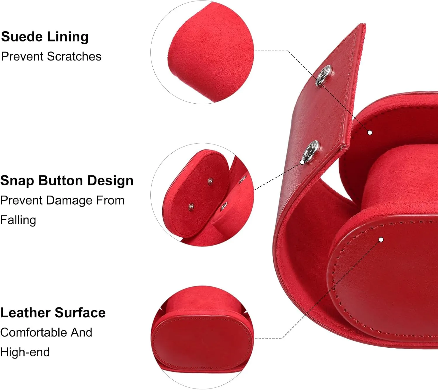 Case Single Watch Roll Storage Box Organizer for Men Women Watch Holding Storaging Displaying, 1 Slot, Red banker chaotically realm uxcell Leather Watch Travel 