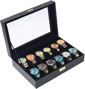 Case Watch Box- Watch Case Lid, Watch Holder Removable Watch Pillows, Watch Display Lining, pedagogy lament primordial slick cyclic Metal Clasp/L28*W21.5*H8Cm (L33*w21.5*h8cm) Organizer 