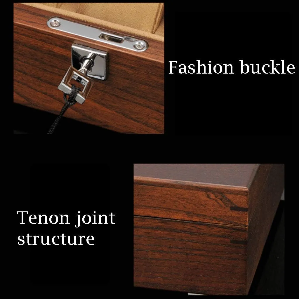 Case with Key&Lock, Solid Wood Large Holder Box for Watches Luxury Premium bard Watch Box Display Organizer - 12-Slot Jewelry Display 