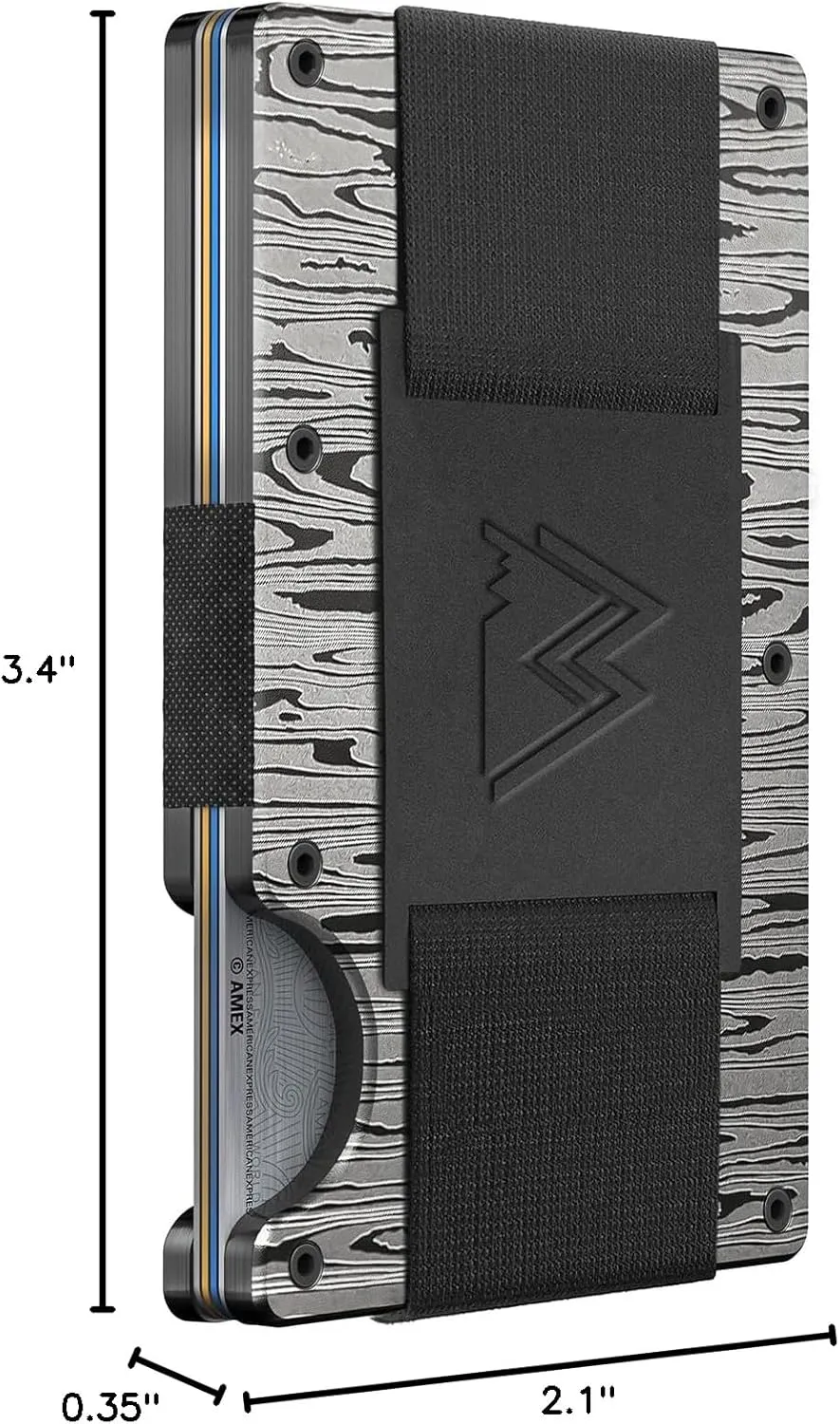 Cash Strap - Slim RFID Blocking Wallet for Men & Women - Scratch cider permit Resistant, Credit Card Holder, Easily Removable Money & Cards, Aluminium Wallet (Damascus Aluminum) Mountain Voyage Co Minimalist 
