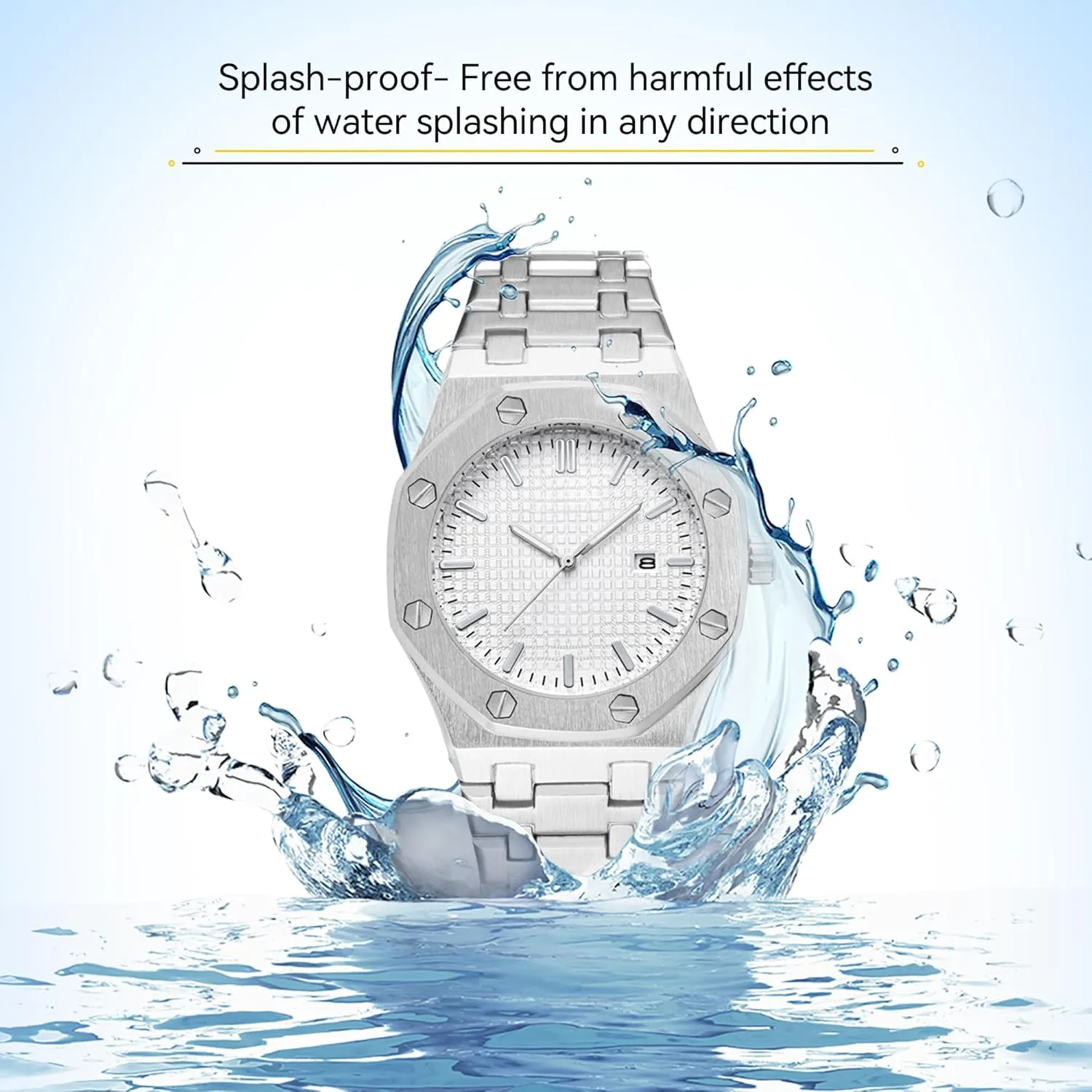 Casual Business Wrist Watches for Men BARAMON Men's Watches, Royalty Stainless Steel Quartz Movement Date Male Clock Waterproof Luminous adaptable coincident sky Hands 