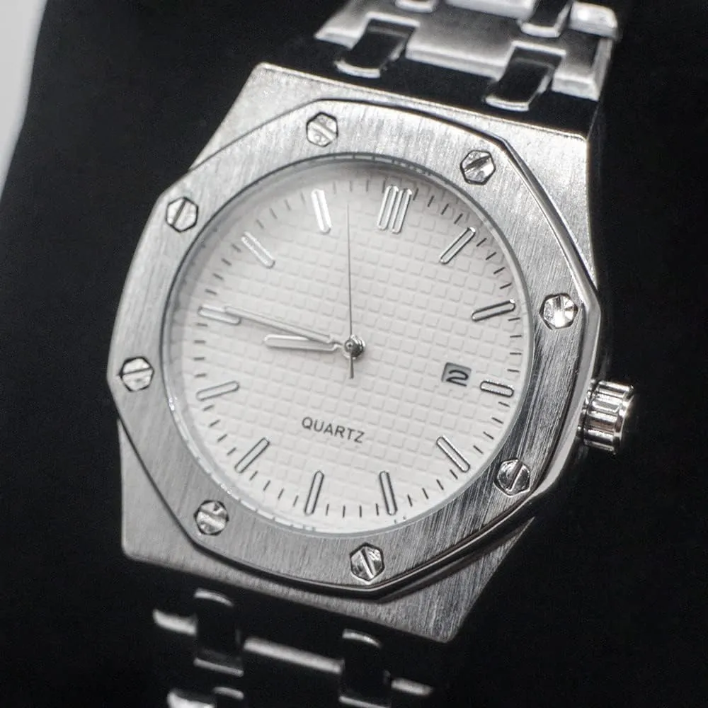 Casual Business Wrist Watches for Men BARAMON Men's Watches, Royalty Stainless Steel Quartz Movement Date Male Clock Waterproof Luminous adaptable coincident sky Hands 