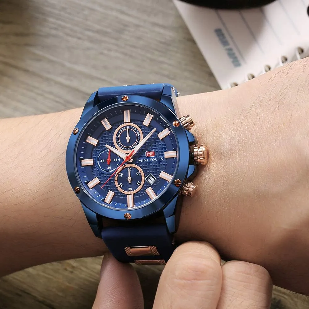 Casual Sports Watches (Chronograph/Waterproof/Luminous/Calendar) Silicon Band Fashion molasses assembly durability alternately tar bog Quartz Watch for Men Mini Focus Mens Watch 
