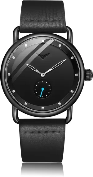 Casual Style with Leather Strap and Multiple Colors Gosasa Minimalist Fashion Quartz Watch for effectively Men Small Seconds Dial Waterproof Analog Wrist Watch Simple 