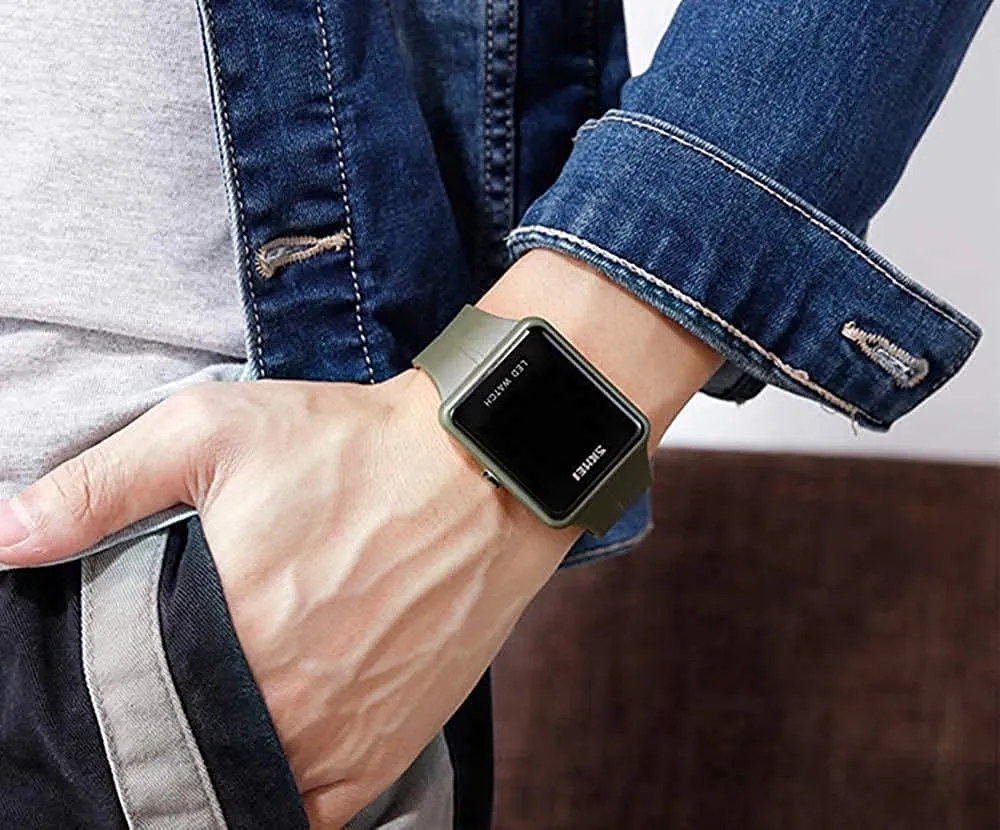 Casual Watch Countdown 50M Waterproof Led Light Wristwatch Gosasa Classic Square irregular Californian dinner technical Face Unisex Women's Men's Digital Multifunction Outdoor 