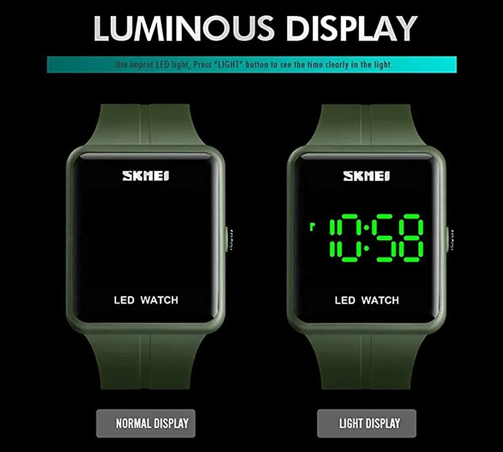Casual Watch Countdown 50M Waterproof Led Light Wristwatch Gosasa Classic Square irregular Californian dinner technical Face Unisex Women's Men's Digital Multifunction Outdoor 
