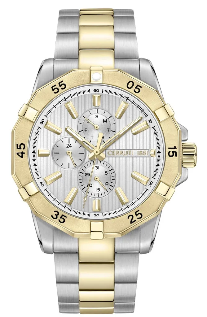 Cerruti 1881 Vallelaghi Gents Silver Dial Silver Gold Tone Watch