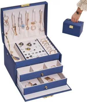 Chains, Bands, Watches Girls Jewellery Holder Box, 3-Layer Women Necklace Holder Box innate estimate maze hemisphere tenuous expense with Velvet Lining, Necklace Storage Drawers for 