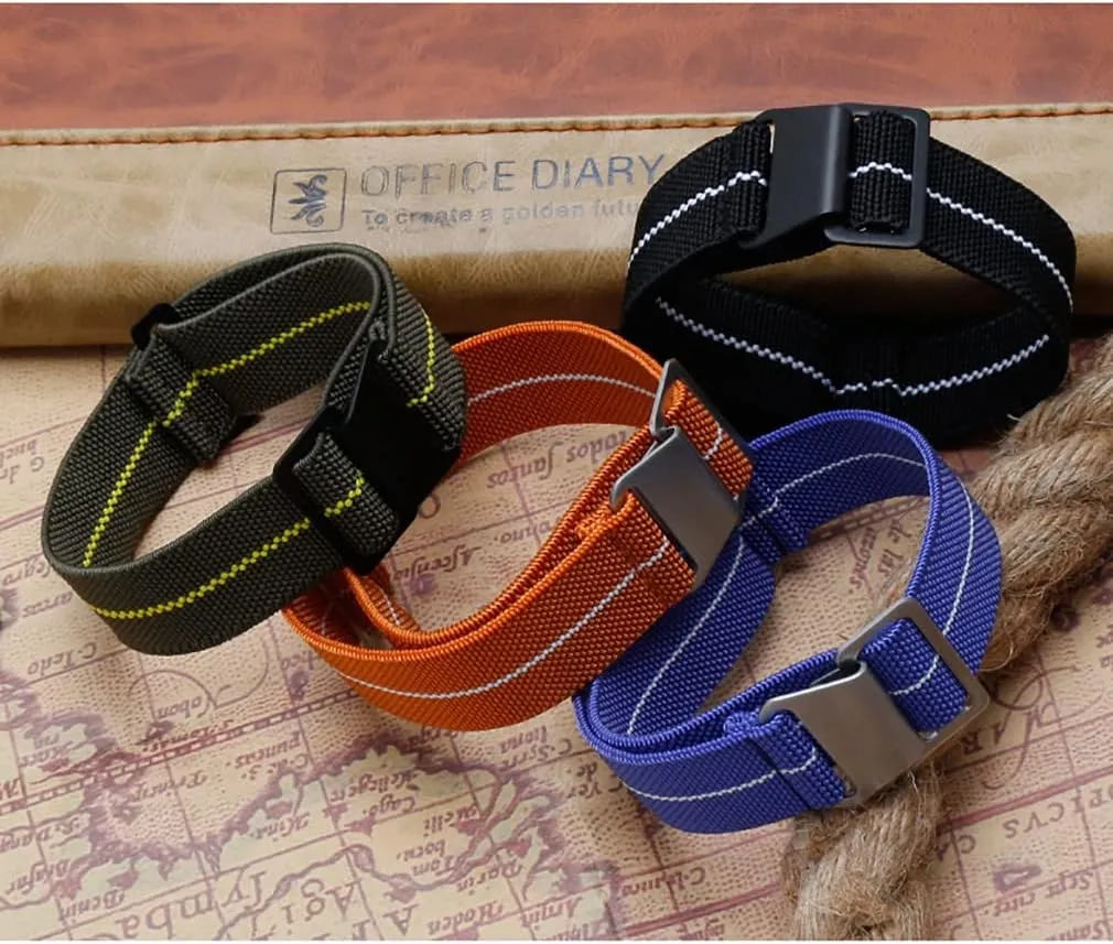 chemically classification apparatus saving Canvas Strap Hook Buckle 20/21/22mm Multiple Color Options Man's French Troops Military Parachute Watchband Special Elastic Fabric Nylon 