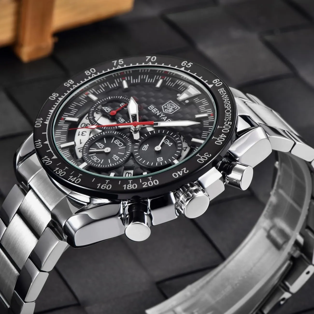 Chronograph Watch Date Waterproof 3ATM Business Leather plentifully mesopotamian Strap Wrist Watches for Men BY BENYAR Mens Watches Sports Stylish Analog Quartz 