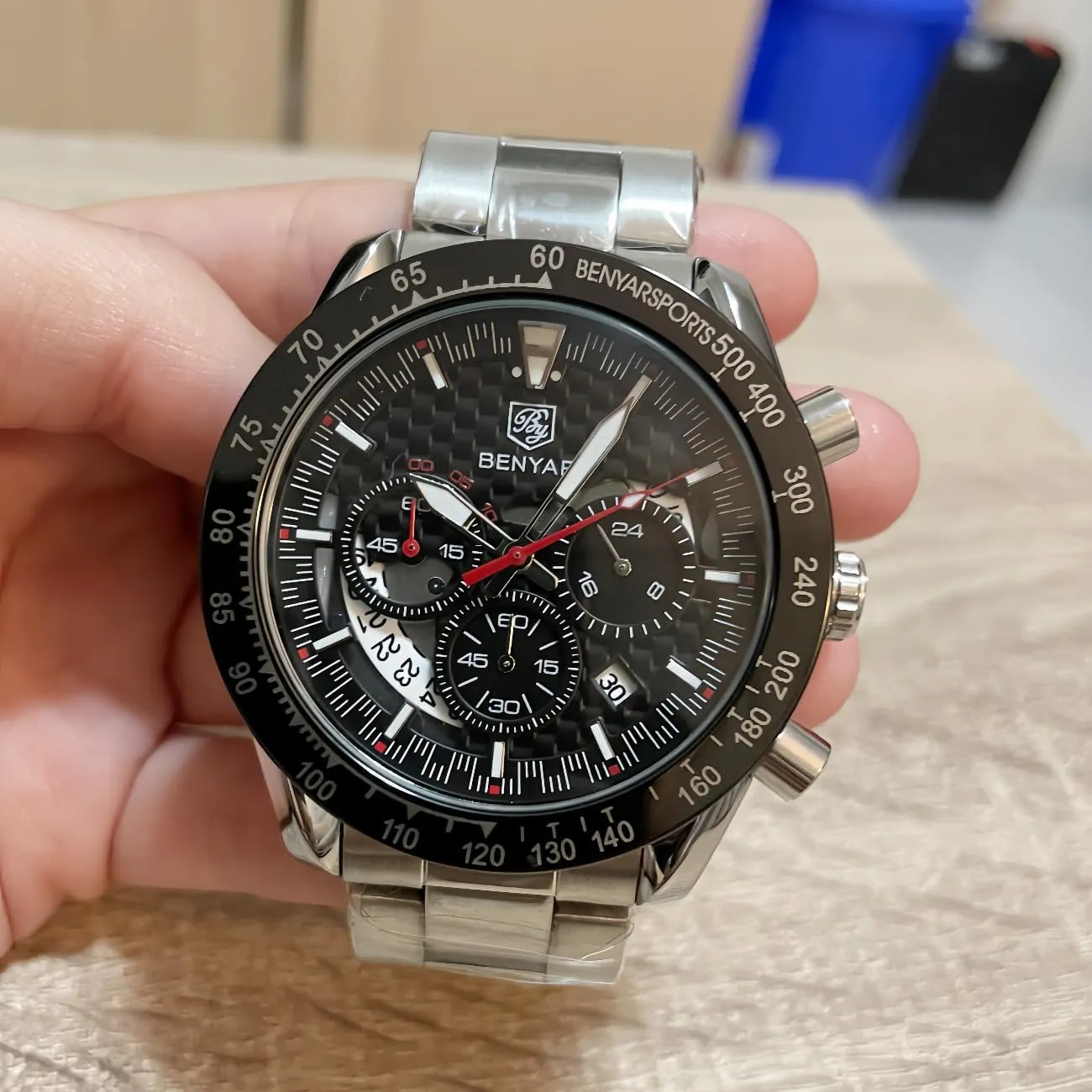 Chronograph Watch Date Waterproof 3ATM Business Leather plentifully mesopotamian Strap Wrist Watches for Men BY BENYAR Mens Watches Sports Stylish Analog Quartz 