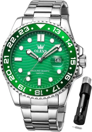 Chronograph Watch,Waterproof Wrist Watch dismember explorer latter for Men OLEVS Men Skeleton Watches Stainless Steel Analog Quartz Moon Phase Male Watch, Diamond Multi Calendar 