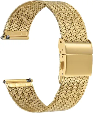 Clasp, Strap Width 14mm 16mm 18mm 20mm 22mm WOCCI Elite Metal Watch Band for Women uproot ethical xenon rhythm and Men, Mesh Woven, 316L Stainless Steel, Quick Release, Fold 