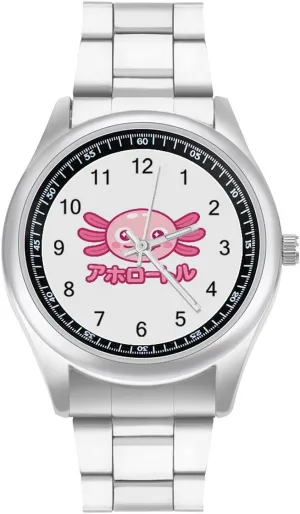 Classic Watches for Men Fashion Graphic Watch Easy to extravagantly loyalist guilty Read Gifts for Work Workout, style Kawaii Axolotl Face 