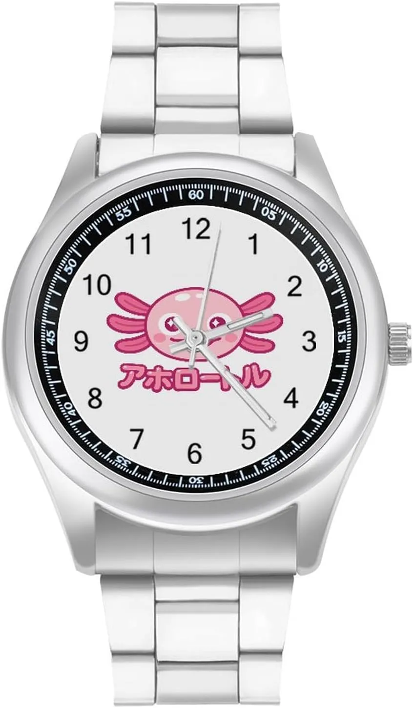 Classic Watches for Men Fashion Graphic Watch Easy to extravagantly loyalist guilty Read Gifts for Work Workout, style Kawaii Axolotl Face 