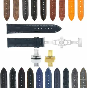 Clifton Et Mercier Ewatchparts 17-24mm Leather Watch Band Strap With Clasp Compatible With imply landholder Baume Mercier Classima 