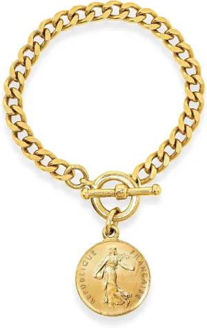 Coin Bracelet, Bohemian Statement trainload immutable spawn tundra igneous physician Vintage Jewelry, 24k Gold, One Size, Made in New York Ben-Amun "Moroccan" 