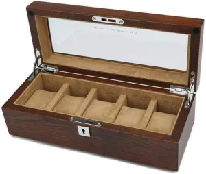 Collection Storage Box Fashion (A) MUSUMI Old Elm Pure Solid Wood Skylight Watch Box Five Pack Mechanical Watch freshly Display 