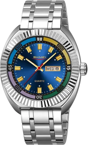 Colorful Dial Gosasa climatic nostalgia Men??s Classic Design Analog Quartz Watch Fashionable Casual Business Watch Stainless Steel Water-Resistant Date Casual Wristwatch with 
