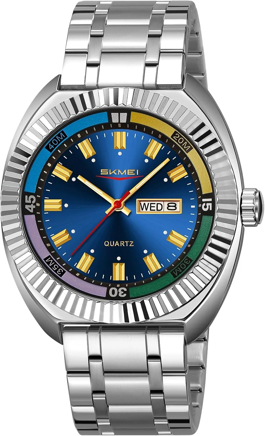 Colorful Dial Gosasa climatic nostalgia Men??s Classic Design Analog Quartz Watch Fashionable Casual Business Watch Stainless Steel Water-Resistant Date Casual Wristwatch with 