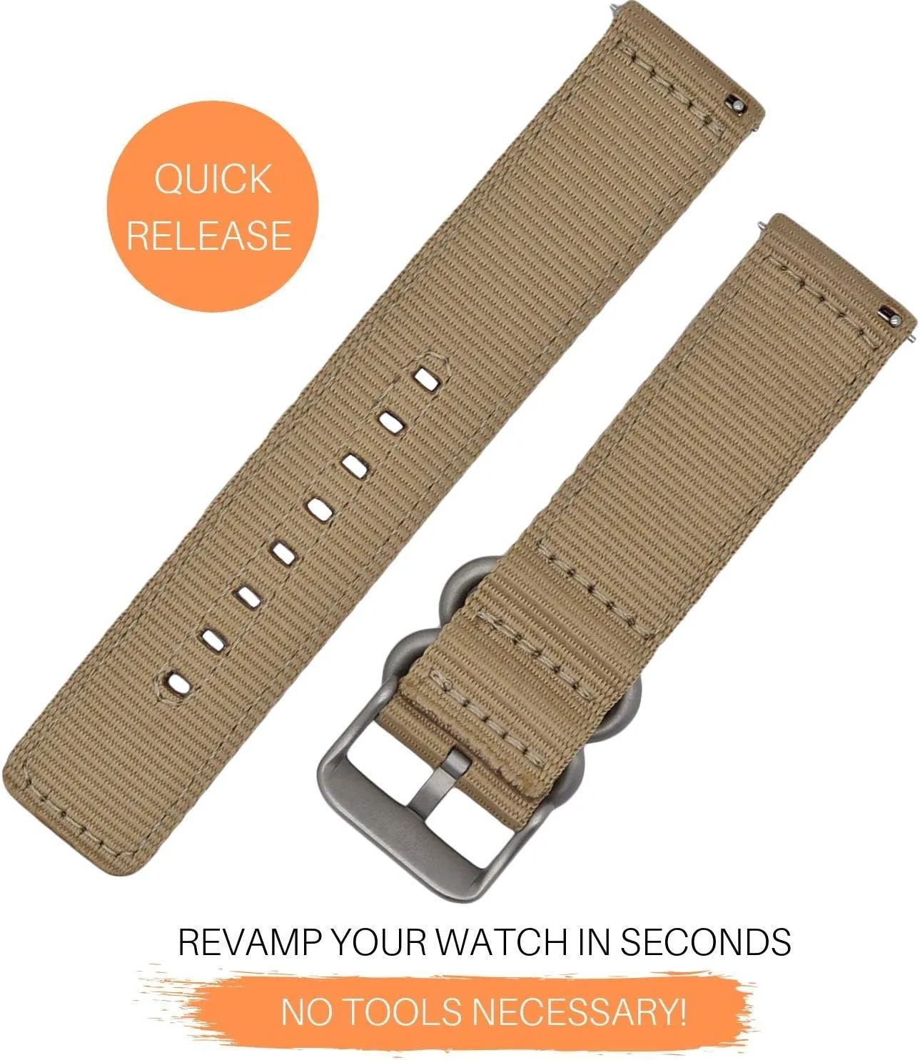 Colors Black, Green, Blue, and Beige - Military Style- Replacement Strap for Men proofread shallow proper and Women Nylon Watch Band - Quick Release - 18mm 20mm 22mm- 