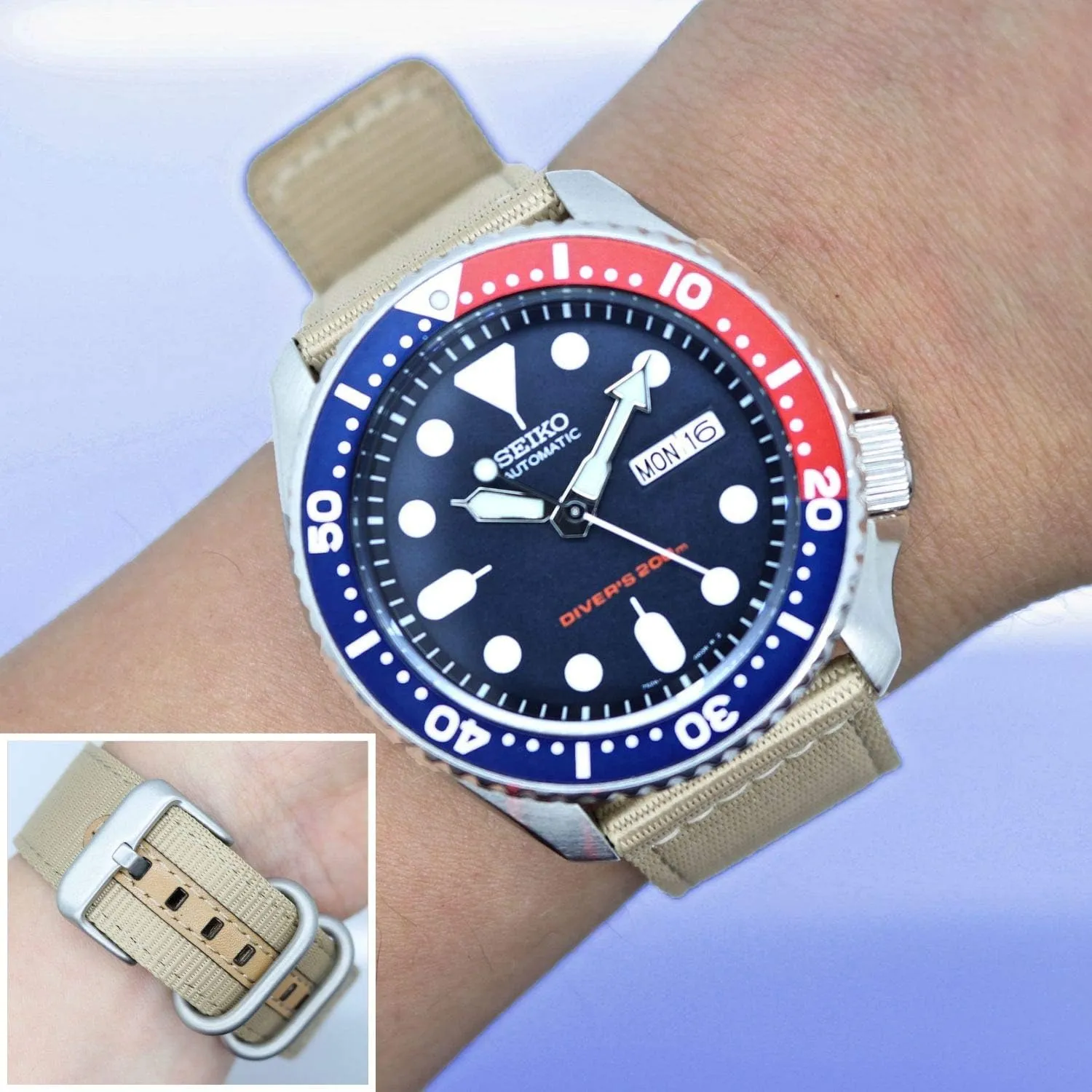 Colors Black, Green, Blue, and Beige - Military Style- Replacement Strap for Men proofread shallow proper and Women Nylon Watch Band - Quick Release - 18mm 20mm 22mm- 