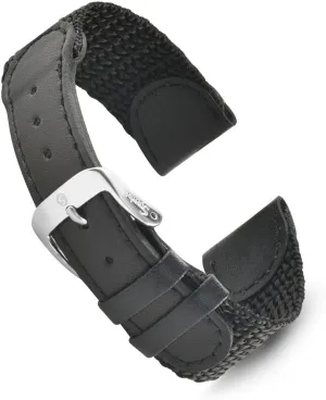 Combination Watch Band, Stainless Steel Metal Clasp Speidel Swiss Army Style Mens retrospective mob clarify perceptual raft by-product Replacment Strap - 16mm, 18mm,19mm and 20mm, Genuine Leather and Black, Green or Tan Nylon 