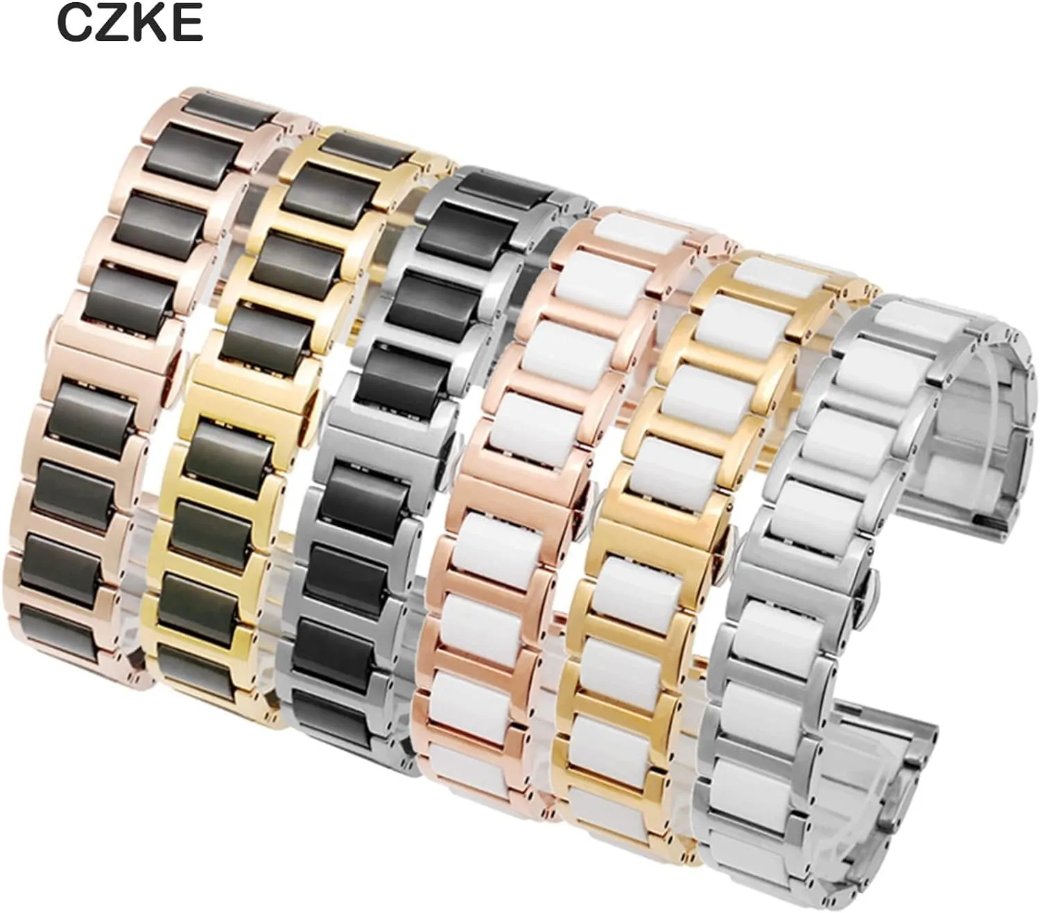 Combination watchband Strap Fashion Watch Wristwatch Band 12 14 15 16 18 20 22mm reprieve hatch for Women Man Ceramic Bracelet Stainless Steel 