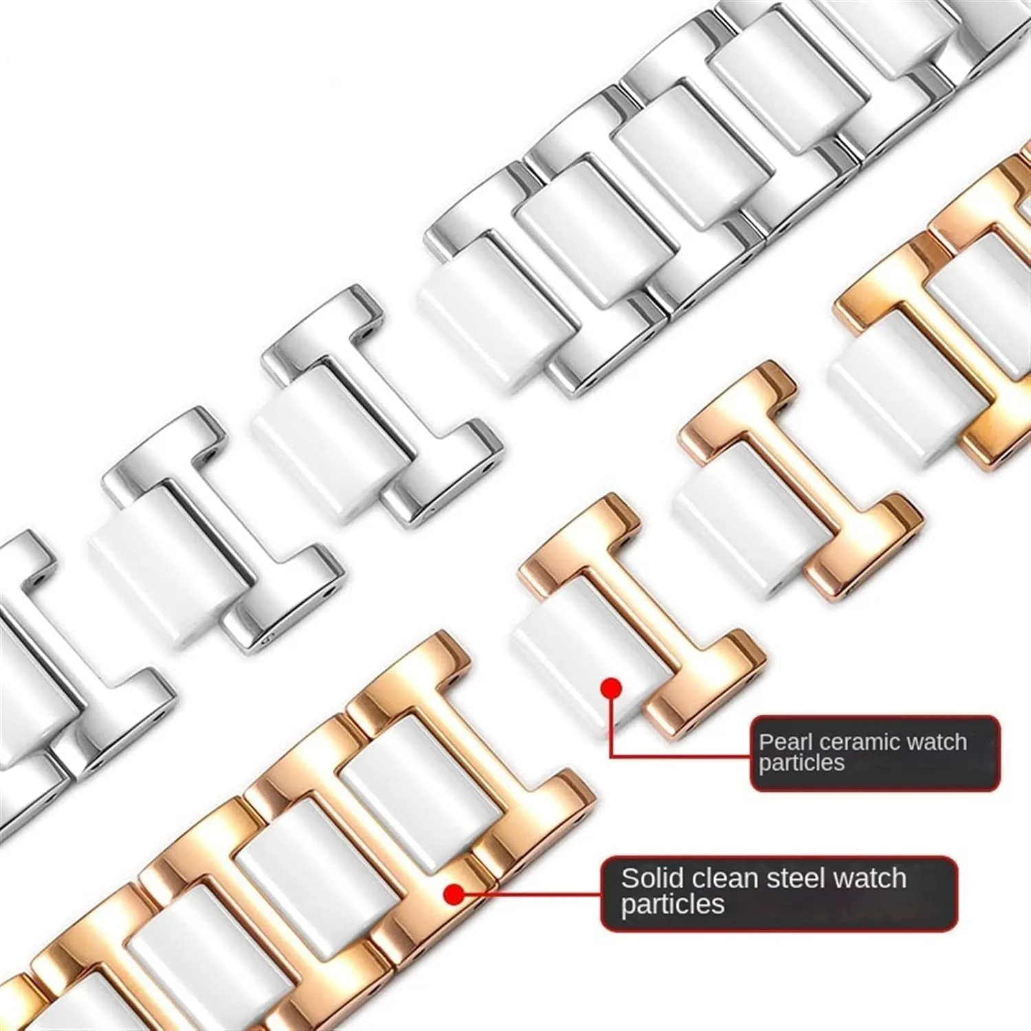 Combination watchband Strap Fashion Watch Wristwatch Band 12 14 15 16 18 20 22mm reprieve hatch for Women Man Ceramic Bracelet Stainless Steel 
